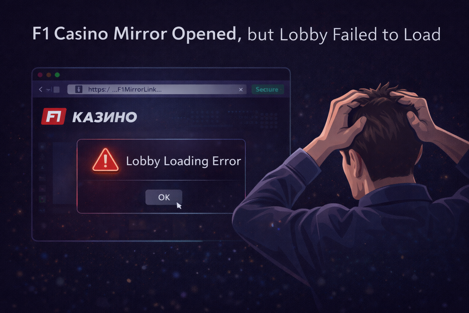 Дзеркало F1 казино відкрилося, але лобі не вантажиться: типова помилка та швидкі рішення на платформі